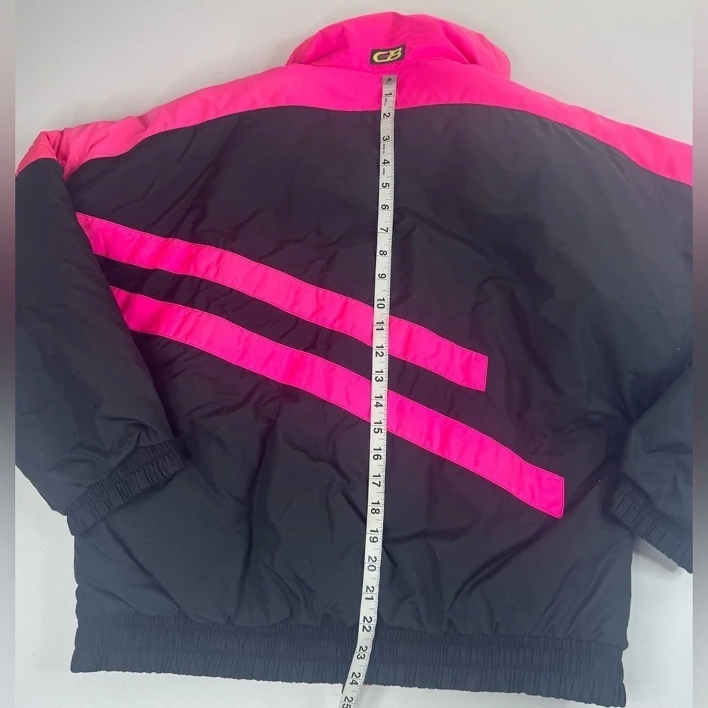 VTG 1989 *MINT* CB Classic Neon Pink Striped Ski Parka Womens Size Small